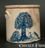 Ottman & Co., HAXSTUN, OTTMAN & CO. / FORT EDWARD, NY Stoneware Crock w/ Tree Decoration