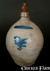 Thomas D. Chollar, THOMAS D. CHOLLAR / CORTLAND Ovoid Stoneware Jug with Cobalt Decoration, circa 1840, Stoneware