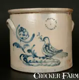 N Clark Jr, N. CLARK JR. / ATHENS, NY Stoneware Crock with Bird and Floral Decoration