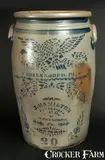 Jas. Hamilton & Co., Exceptional 20 Gal. JAS. HAMILTON & CO. / GREENSBORO, PA Stoneware Eagle Crock, circa 1875, Stoneware