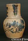 J. Swank & Co., Rare J. SWANK & CO. / JOHNSTOWN, PA. Stoneware Pitcher w/ Elaborate Cobalt Floral Decoration