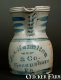Jas. Hamilton & Co., Unusual JAS. HAMILTON & CO. / GREENSBORO, PA Squat Stoneware Pitcher, circa 1875, Stoneware
