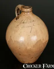 Julius Norton, Very Rare Script-Signed "Julius Norton / Bennington" Early Ovoid Stoneware Jug, second quarter 19th century, Stoneware