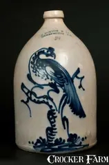 J. Norton & Co., Exceptional J. NORTON & CO. / BENNINGTON, VT Stoneware Pheasant-on-Stump Jug, circa 1850, Stoneware