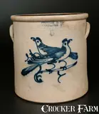 J. Norton & Co., 5 Gal. J. NORTON & CO. / BENNINGTON, NY Stoneware Crock with Double-Bird Decoration