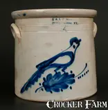 E. & L. P. NORTON / BENNINGTON, VT 4 Gal. Stoneware Crock w/ Bird Decoration by E & L P Norton, circa 1870, Stoneware, sold Mar 2014