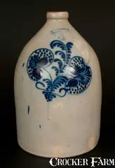 Fenton & Hancock, FENTON & HANCOCK / ST. JOHNSBURY, VT 4 Gal. Stoneware Jug w/ Elaborate Floral Decoration, circa 1860, Stoneware