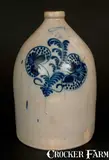 Fenton & Hancock, FENTON & HANCOCK / ST. JOHNSBURY, VT 4 Gal. Stoneware Jug w/ Elaborate Floral Decoration, circa 1860, Stoneware