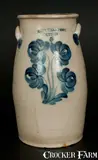 T. Harrington, T. HARRINGTON / LYONS 5 Gal. Stoneware Churn with Floral Decoration, circa 1860, Stoneware