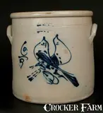 S. Hart, 6 Gal. S. HART / FULTON Stoneware Crock with Double Bird Decoration
