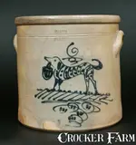 Harts, HARTS / FULTON New York Dog Crock, circa 1880, Stoneware