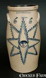 T. Harrington, Rare 6 Gal. T. HARRINGTON / LYONS Stoneware Churn w/ Starface Decoration, circa 1860, Stoneware