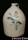 S. Hart, S. HART / FULTON 3 Gal. Stoneware Jug with Slip-Trailed Bird Decoration