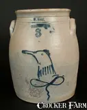 W. Hart, W. HART / OGDENSBURGH Stoneware Jar with Cobalt Bird Decoration, circa 1860, Stoneware