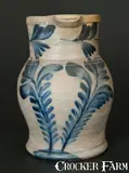 R.C.R, R.C.R / PHILA Stoneware Pitcher w/ Tulip Decoration (Richard Remmey, Philadelphia)