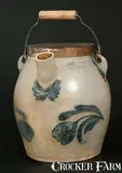 COWDEN & WILCOX / HARRISBURG, PA 1 1/2 Gal. Stoneware Batter Pail with Floral Decoration by Cowden & Wilcox, circa 1865, Stoneware, sold Mar 2014