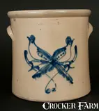 Brady & Ryan, 6 Gal. BRADY & RYAN / ELLENVILLE, NY Stoneware Crock with Double Bird Decoration, circa 1885, Stoneware