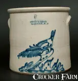 Snyder Bro, SNYDER BRO'S / WARWICK, NY Stoneware Crock w/ Bird-on-Stump Decoration, circa 1870, Stoneware