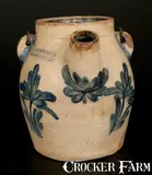 COWDEN & WILCOX / HARRISBURG, PA Stoneware Batter Pail with Cobalt Floral Decoration by Cowden & Wilcox, circa 1865, Stoneware, sold Mar 2014