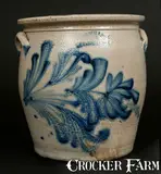 M. & T. Miller, M. & T. MILLER / NEWPORT, PA 3 Gal. Stoneware Jar with Elaborate Brushed Floral Decoration, circa 1870, Stoneware