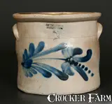 Lewis Jones, 2 Gal. LEWIS JONES / PITTSTON, PA Stoneware Crock with Floral Decoration, circa 1890, Stoneware