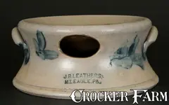 J.B. Leathers, Very Rare Stoneware Handled Spittoon Signed J.B. LEATHERS / MT. EAGLE, PA, circa 1875, Stoneware