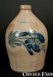 COWDEN & WILCOX / HARRISBURG, PA Stoneware Jug w/ Brushed Floral Decoration by Cowden & Wilcox, circa 1865, Stoneware, sold Mar 2014
