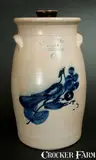 N.A. White & Son, 6 Gal. N. A. WHITE & SON / UTICA, NY Stoneware Churn with Bird Decoration, circa 1885, Stoneware