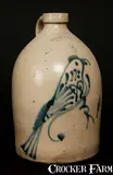 O. L. & A. K. Ballard, O. L. & A. K. BALLARD / BURLINGTON, VT 2 Gal. Stoneware Jug with Folky Bird Decoration