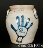 N. Clark & Co., Rare N. CLARK & CO. / LYONS 2 Gal. Stoneware Jar with Hand Decoration