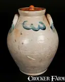Smith & Day, SMITH & DAY / NORWALK Stoneware Lidded Jar with Cobalt Decoration, circa 1840, Stoneware