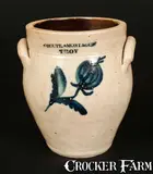 Orcutt & Montague, Rare ORCUTT & MONTAGUE / TROY Stoneware Jar with Cobalt Floral Decoration., circa 1824-1826, Stoneware