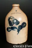 N Clark Jr, 2 Gal. N. CLARK JR. / ATHENS, NY Stoneware Jug with Floral Decoration