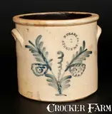 N Clark Jr, 2 Gal. N. CLARK JR. / ATHENS, NY Stoneware Crock with Floral Decoration
