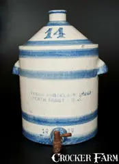 Ford's Porcelain Works, Unusual Monumental Banded 14 Gal. Water Cooler, FORD'S PORCELAIN WORKS / PERTH AMBOY, NJ / 1919, 1919, Porcelain