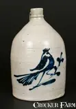 White & Wood, WHITE & WOOD / BINGHAMTON, NY Stoneware Jug with Bird Decoration, circa 1880, Stoneware