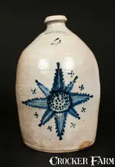 E. G. Robinson, Unusual 4 Gal. E. G. ROBINSON / CHATHAM 4 CORNERS, NY Stoneware Starburst Jug, circa 1865, Stoneware