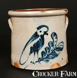 F. B. Norton, F.B. NORTON / WORCESTER, MASS Stoneware Crock with Cobalt Bird Decoration., circa 1870, Stoneware