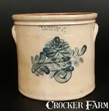 E.A. Montell, E.A. MONTELL / OLEAN, NY 4 Gal. Stoneware Crock with Floral Decoration, circa 1870, Stoneware