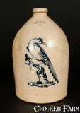 Scarce J. & E. NORTON / BENNINGTON, VT Stoneware Pheasant Jug by J. & E. Norton, circa 1855, Stoneware, sold Nov 2013