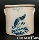J. Norton & Co., Very Fine 2 Gal. J. NORTON & CO. / BENNINGTON, VT Stoneware Chicken Pecking Corn Crock