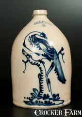 J. & E. Norton, Exceptional J. & E. NORTON / BENNINGTON, VT Stoneware Jug w/ Pheasant-on-Stump Decoration, circa 1855, Stoneware