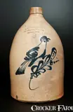 A.B. Wheeler, 3 Gal. A.B. WHEELER / BOSTON, MASS. Stoneware Jug with Bird Decoration, circa 1875, Stoneware