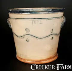 Hart Bro's, Rare Large Stoneware Flowerpot Inscribed "Hart Bros. / Fulton, NY / 1884", 1884, Stoneware