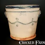 Hart Bro's, Rare Large Stoneware Flowerpot Inscribed "Hart Bros. / Fulton, NY / 1884", 1884, Stoneware