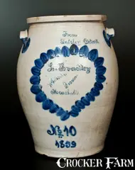 Balsely, Extremely Rare and Important 1859 "Balsely / Detroit" Monumental Stoneware Jar w/ Marshall, MI Advertising, 1859, Stoneware