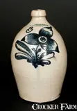 F. Stetzenmeyer, Fine F. STETZENMEYER / ROCHESTER, NY Stoneware Jug w/ Elaborate Slip-Trailed Decoration
