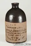 S. T. Suit, Tanware Advertising Whiskey Jug for S. T. SUIT / SUITLAND, MD, New Geneva, PA, 1879, 1879, Stoneware
