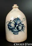 F. B. Norton, F. B. NORTON / WORCESTER, MASS 3 Gal. Stoneware Jug with Basket-of-Flowers Decoration, circa 1865, Stoneware