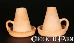 A.G.C. Dipple, Very Rare A.G.C. DIPPLE / LEWISTOWN, PA Pair of Redware Candlesticks, late 19th century, Redware